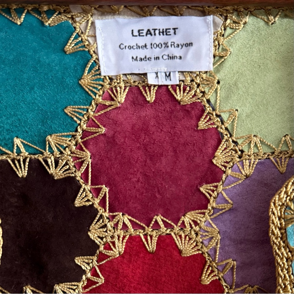 Leather And Crochet Boho Patchwork Vest - image 4